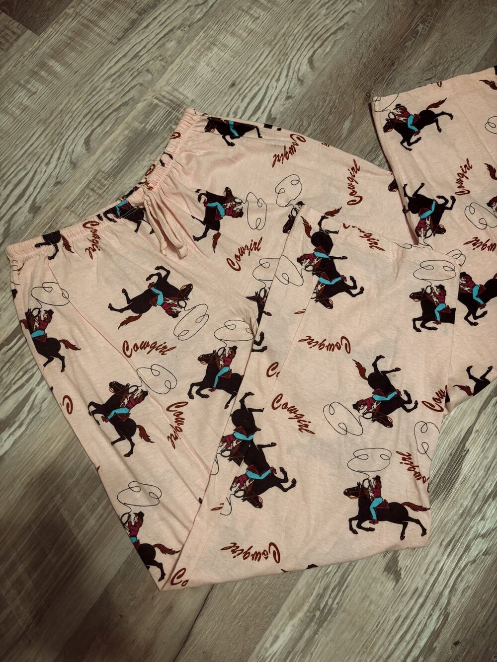 vintage pink cowgirl jammie pants